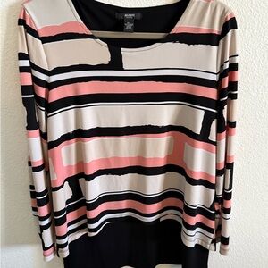 Alfani Women's Geometric Long Sleeve Top - Pink, Black, and Cream